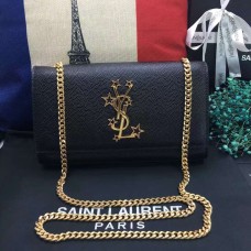 Neu YSL Kettentasche 24cm Kaviarleder Schwarz