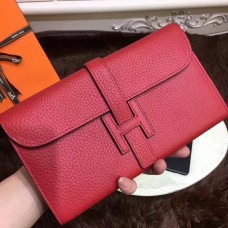 Hermes Jige Geldbörse Togo Leder Rot