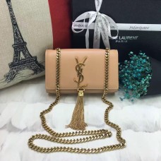 YSL Kleine Ledertasche mit Quastenkette, 17 cm, Apricot Gold