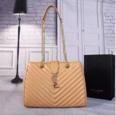 YSL Saint Laurent Monogramm-Einkaufstasche Apricot