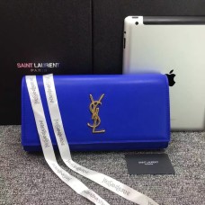YSL Saint Laurent Clutch 27cm Glattleder Blau