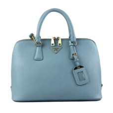 Prada 0812 hellblaue Einkaufstasche mit Kreuzmuster