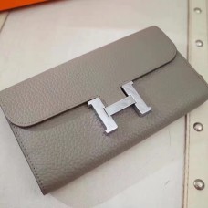 Hermes Constance Geldbörse Togo Leder Grau