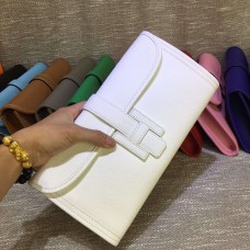 Hermes Epsom Leder Jige Clutch 29cm Weiß