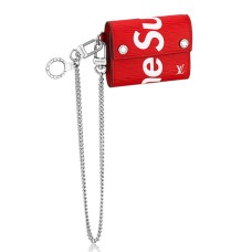 Louis Vuitton x Supreme Chain Compact Wallet M67755 Epi Leder Rot
