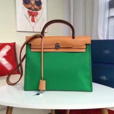 Hermes Herbag 31cm grüne Segeltuchtasche