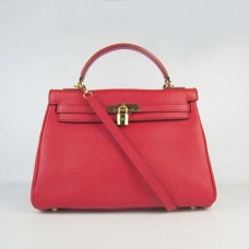 Hermes Kelly 32cm Togo Lederhandtasche rot/golden