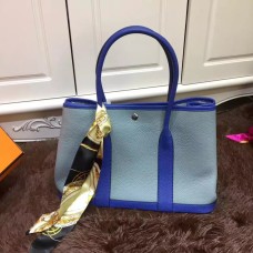 Hermes Garden Party 36cm Lederhandtasche Grau Blau Electric Blue