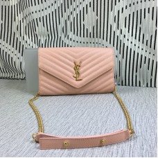 YSL Envelope Chain Bag Kaviarleder Rosa 23cm