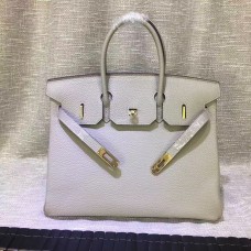 Hermes Birkin 35cm Togo Lederhandtasche hellgrau gold