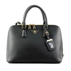 Prada 0812 schwarze Einkaufstasche mit Kreuzmuster