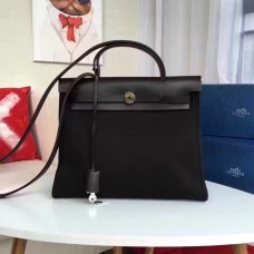 Hermes Herbag 31cm schwarze Segeltuchtasche