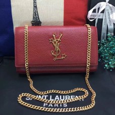 Neu YSL Kettentasche 24cm Kaviarleder Rot