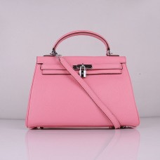 Hermes Kelly 32cm Togo Leder 6108 Kirschrosa Silber