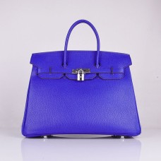 Hermes Birkin 35cm Togo Lederhandtaschen electric blue silver