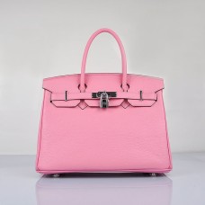 Hermes Birkin 30cm Togo Lederhandtaschen Kirschrosa Silber
