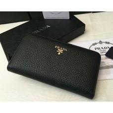 Prada Geldbörse mit Reißverschluss 1M0506 Schwarz