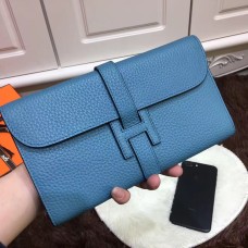 Hermes Jige Geldbörse Togo Leder Blau