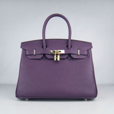 Hermes Birkin 30cm Togo Leder Handtaschen lila gold