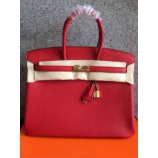 Hermes Birkin 35cm Togo Leder Handtaschen rot Golden