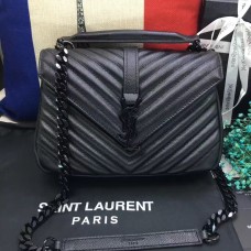 YSL Schultertasche mit oberem Griff 24 cm Schwarz Schwarz