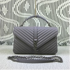Saint Laurent Große Henkeltasche mit Kette Grau 32cm
