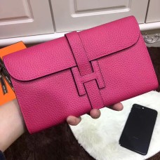 Hermes Jige Wallet Togo Leder Rose