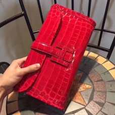 Hermes Jige Clutch 29cm Kroko Rot