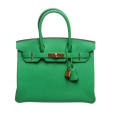 Hermes Birkin 30cm Togo Leder Grün Gold