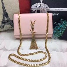 YSL Tassel Chain Bag 22cm Glattes Leder Hellrosa Gold