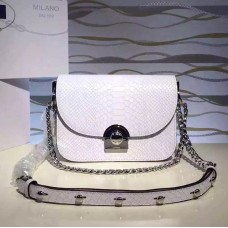 Prada Arcade Tasche Schlangenleder Weiß