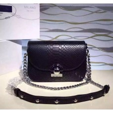 Prada Arcade Tasche Schlangenleder Schwarz