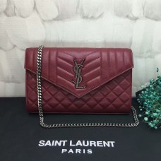 YSL Chain Crossbody Purse 22,5 cm bordeaux