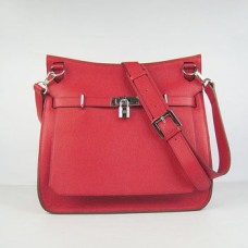 Hermes Jypsiere 28cm Umhängetasche Rot Silber