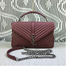 Saint Laurent Große Henkeltasche mit Kette Dunkelrot 32cm