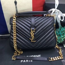 YSL Schultertasche mit oberem Griff, 24 cm, Schwarzgold