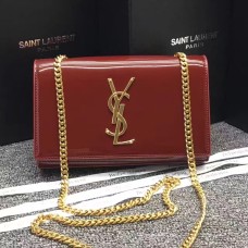 YSL Kettentasche aus Lackleder 22cm Dunkelrot