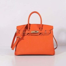 Hermes 30cm Birkin Bag Togo Leder mit Riemen Orange Gold