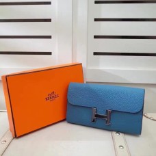 Hermes Constance Geldbörse Togo Leder Blau
