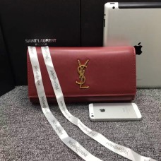 YSL Saint Laurent Clutch 27cm Glattleder Burgund