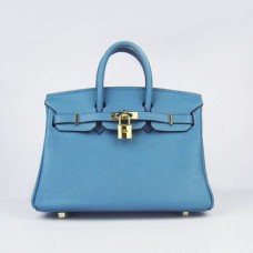 Hermes Birkin 25cm Handtasche 6068 Blau golden