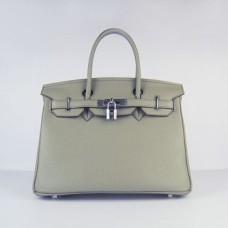 Hermes Birkin 30cm Togo Leder Handtaschen dunkelgrau silber
