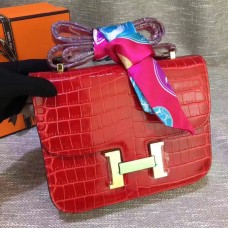 Hermes Constance 23cm Krokoleder Rot
