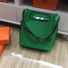 Hermes So Kelly 28cm Togo Leder Umhängetasche Grün Silber