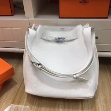 Hermes So Kelly 28cm Togo Leder Umhängetasche Weiß Silber