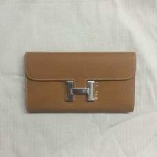 Hermes Epsom Leder Geldbörse Kamel Silber