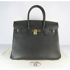 Hermes Birkin 35cm Togo Leder Handtaschen schwarz golden