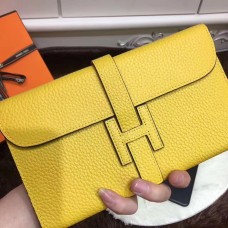 Hermes Jige Geldbörse Togo Leder Gelb