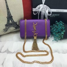 YSL Kleine Ledertasche mit Quaste und Kette, 17 cm, Lila