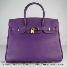 Hermes Birkin 35cm Togo Leder Handtaschen lila golden